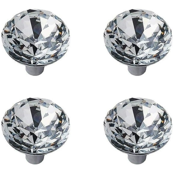 Gamvdout Crystal Drawer Knobs Dresser Knobs Crystal Door Knobs 4PCS 30mm Glass Drawer Knobs Crystal Door Handles Diamond Pulls with Screws for Home Kitchen Office Chest Bin Drawer Decorating
