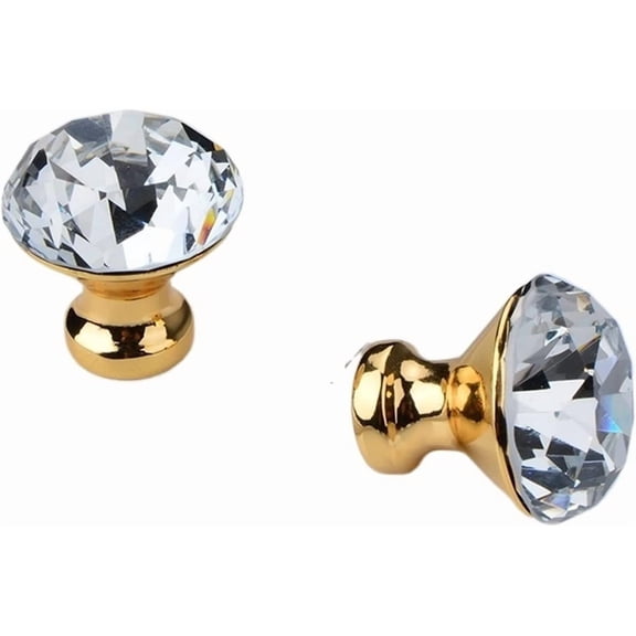 Gamvdout Crystal Glass Door Drawer Cupboard knobs 4pcs 30MM Crystal Glass Diamond Furniture Handles Drawer Wardrobe Kitchen Cabinets Cupboard Door Pull Knobs 30mm Pulls