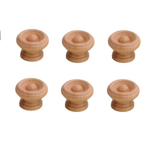 Gamvdout Decorative Knobs 6Pcs Solid Wood Furniture Handles Single Hole Wooden Cabinet Door Drawer Round Handles Beech Round Handles Dark Brown