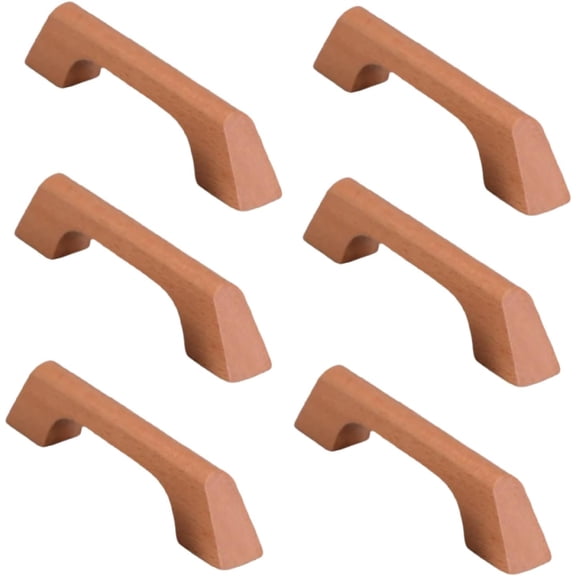 Gamvdout Drawer Knobs 6Pcs Trapezoidal Beech Wood Varnish Hole Distance 96Mm Buckle Handle Small Craft Solid Wood Handle Trapezoidal