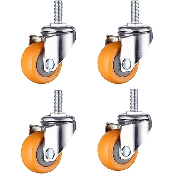 Gamvdout Furniture Casters with Brake 360 Degree Rotating Threaded Stem Caster Wheel M6 x 15mm for Office Chair Screws Mute I
