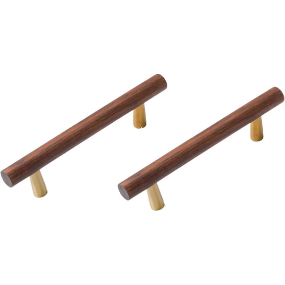 Gamvdout Furniture Handles 2Pcs Walnut Wood Copper Foot Drawer Handle Wood Wooden Cabinet Wardrobe Door Solid Wood Handle 320Mm
