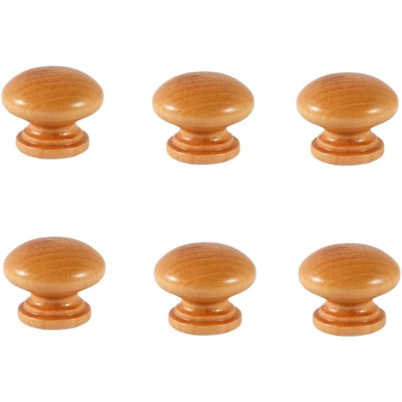 Gamvdout Furniture Knobs 6Pcs Chinese Style Wooden Box Handles Wooden Box Handles Drawer Door Wardrobe Door Solid Wood Furniture Handles 32Mm Mushroom