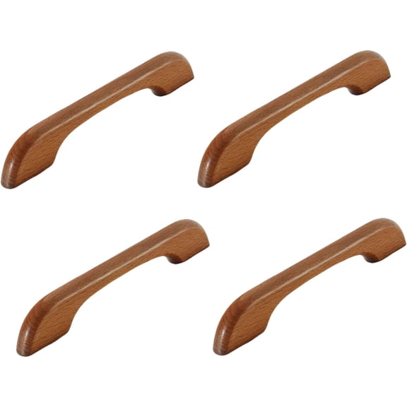 Gamvdout Kids Room Wooden Handles 4Pcs Flat Bridge Log Door Handle Wardrobe Cabinet Drawer Beech Solid Wood Chinese Style Wardrobe Furniture Handle 192Mm Log Color