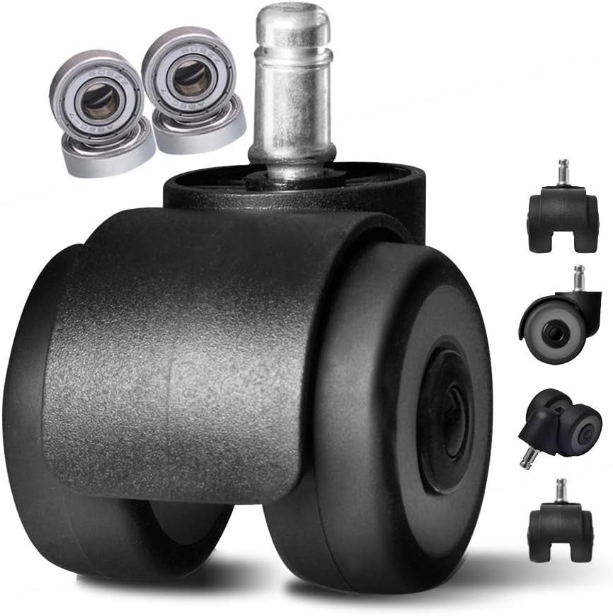 Gamvdout Office Chair Castors Double Bearing Swivel Castor Wheels Silent Polyurethane Furniture 50mm With M11 Thread Set Of 5