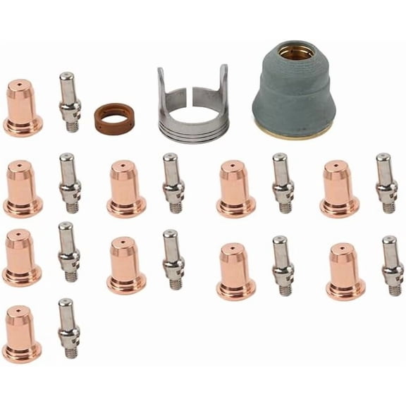 Gamvdout Plasma Torch Electrode Cutting Nozzle Tips Swirl Ring Consumables 23Pcs For IPT60/PT 60 52582 51313P.11 Copper