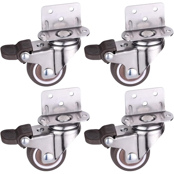 Gamvdout Plate Casters 1/125/15/2 Inch L-shaped 90 Degree Right Angle Flower Stand Mute Furniture Casters Furniture Casters Rubber Wheel