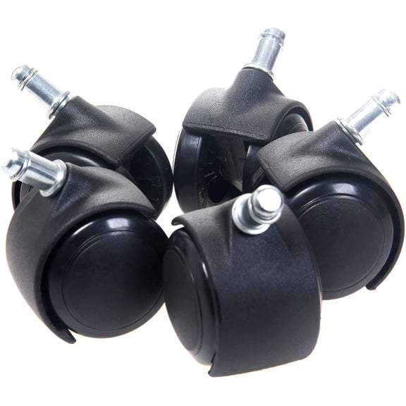 Gamvdout Plate Casters 2" 50mm Office Chair Caster Wheel for Hardwood Floor Furniture Replacement Swivel Caster Rubber Universal Castor Pulley Standard Stem Size 11x21mm Wheel Accessories 5 pcs