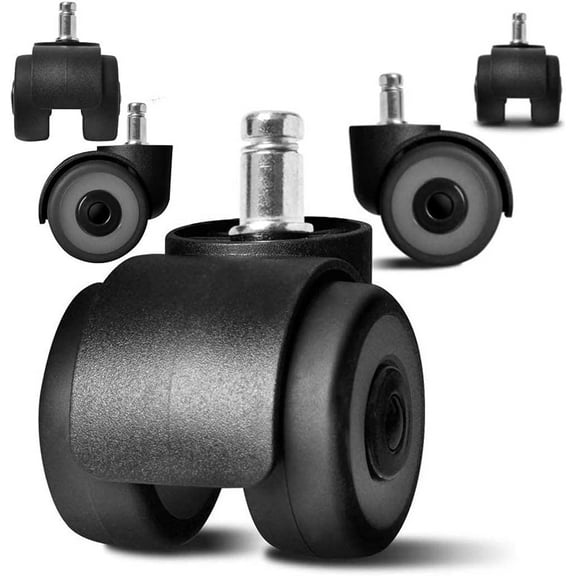 Gamvdout Plate Casters 2inch Office Chair Caster Replacement TPR Wheels Safe Universal Standard Stem 11x22mm Set of 5 Quadruple Ball Bearing Design 660lbs Protect Hardwood Floors Upgrade Double Whee
