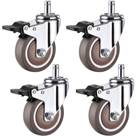 Gamvdout Plate Casters 4X Office Chair Moving Caster Wheels Trolley Furniture Replacement Castors Wheels Heavy Duty Castor Wheels 360° Swivel Rubber Caster Wheels Standard Stem Caster