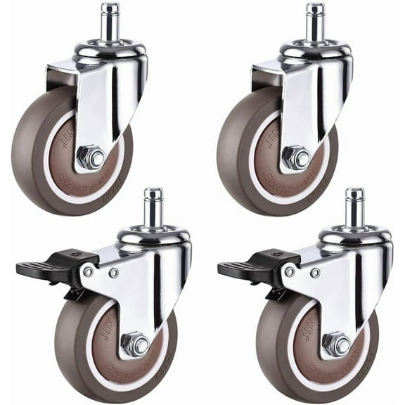Gamvdout Plate Casters 4X Office Chair Moving Caster Wheels Trolley Furniture Replacement Castors Wheels Heavy Duty Castor Wheels 360° Swivel Rubber Caster Wheels Standard Stem Caster (Brake+universa