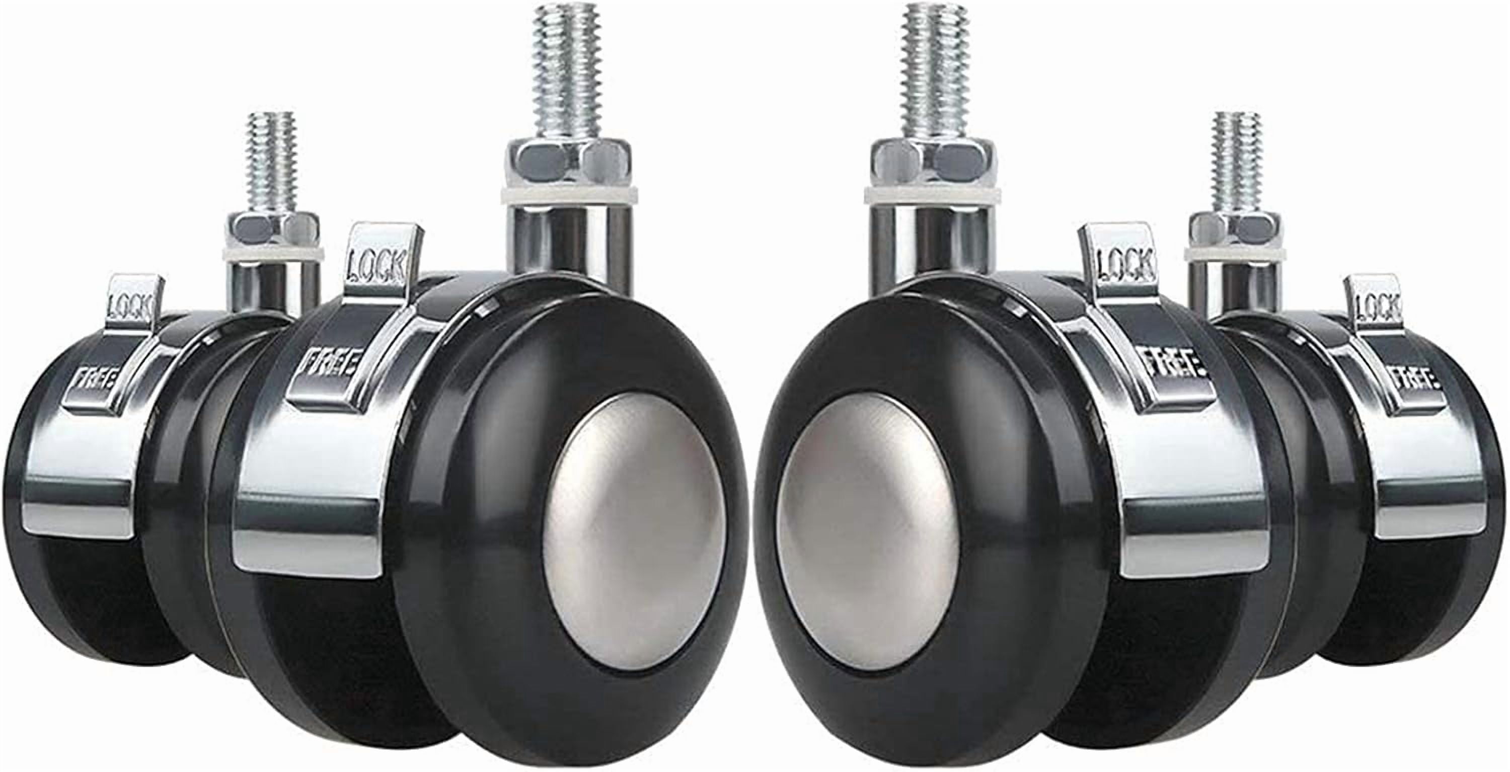 Gamvdout Plate Casters Aluminum Alloy Furniture Casters 2 Inch Alloy Thread M8 Caster Wheels Heavy Duty Office Swivel Chair Brake Universal Wheel-Pack Of 4