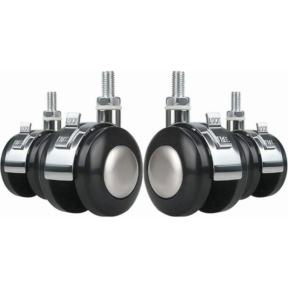 Gamvdout Plate Casters Aluminum Alloy Furniture Casters 2 Inch Alloy Thread M8 Caster Wheels Heavy Duty Office Swivel Chair Brake Universal Wheel-Pack Of 4