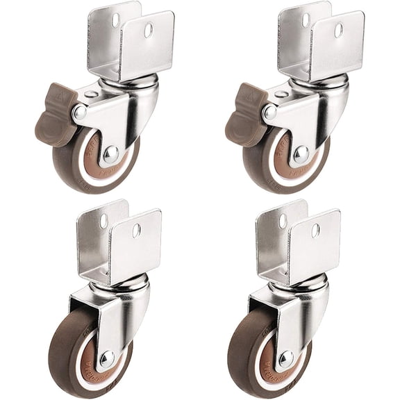 Gamvdout Plate Casters Furniture Casters 4Pcs U-Shaped Splint Rubber Swivel Castors Crib Casters Silent Casters 360° Rotation Replacement Wheels