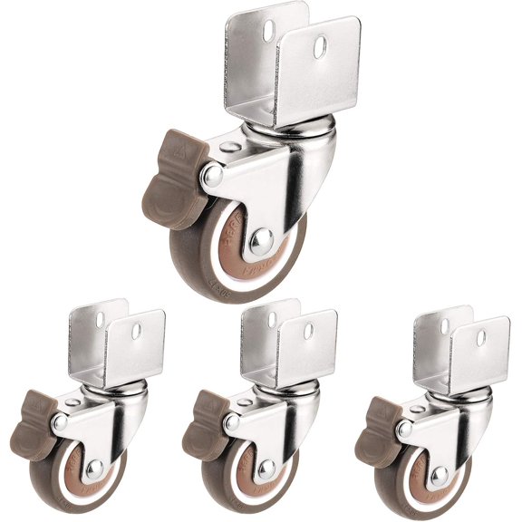 Gamvdout Plate Casters Furniture Casters 4Pcs U-Shaped Splint Rubber Swivel Castors Crib Casters Silent Casters 360° Rotation Replacement Wheels