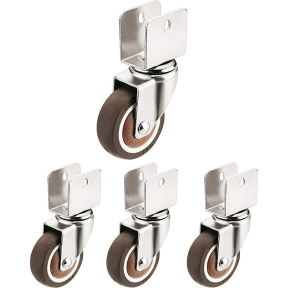 Gamvdout Plate Casters Furniture Casters 4Pcs U-Shaped Splint Rubber Swivel Castors Crib Casters Silent Casters 360° Rotation Replacement Wheels