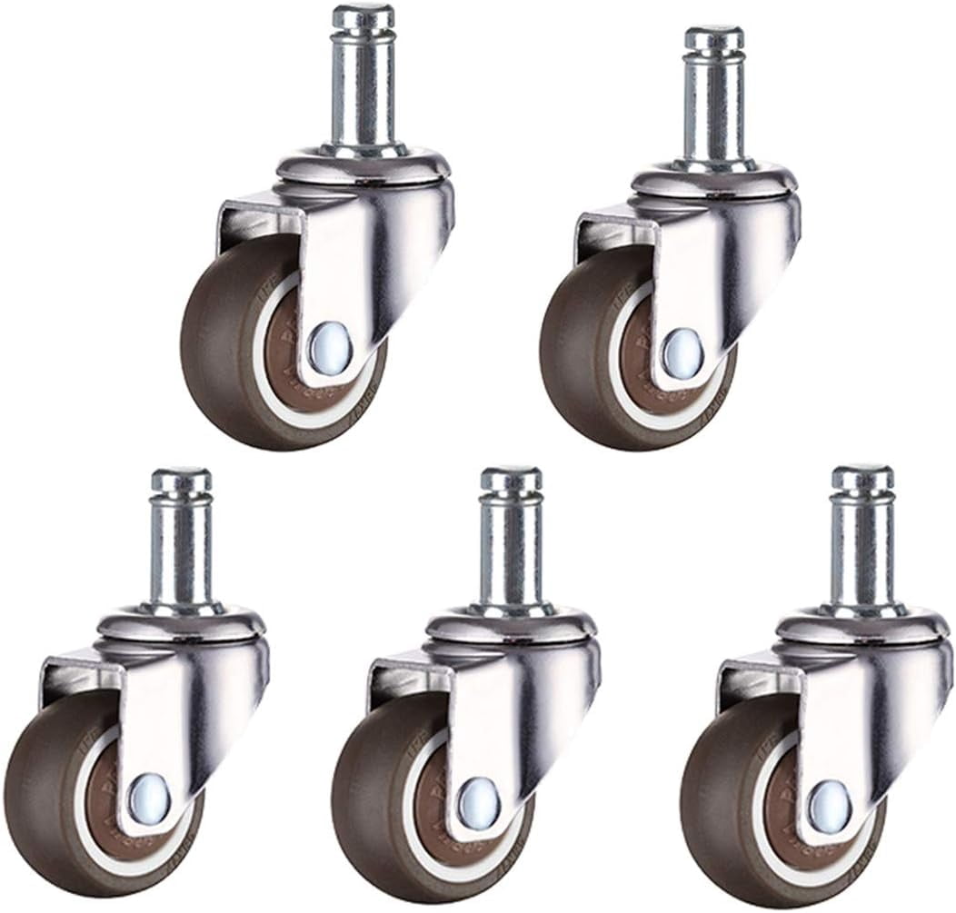 Gamvdout Plate Casters Office Chair Swivel Caster Wheels Replacement Universal Castors Wheels for Furniture Small Moving Caster Wheels Heavy Duty Trolley Wheels Castors 5Pcs Standard Stem 11x22mm (Gr