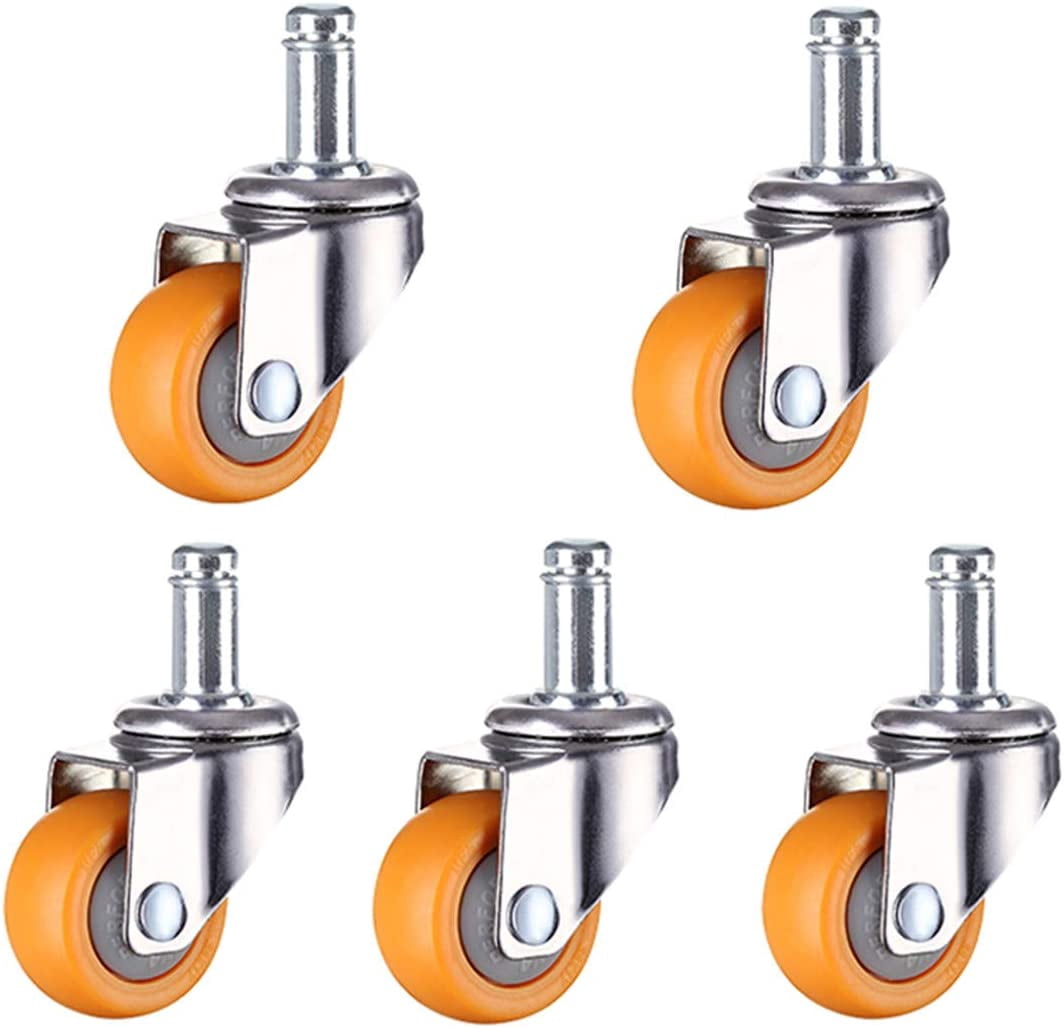 Gamvdout Plate Casters Office Chair Swivel Caster Wheels Replacement Universal Castors Wheels for Furniture Small Moving Caster Wheels Heavy Duty Trolley Wheels Castors 5Pcs Standard Stem 11x22mm (Gr