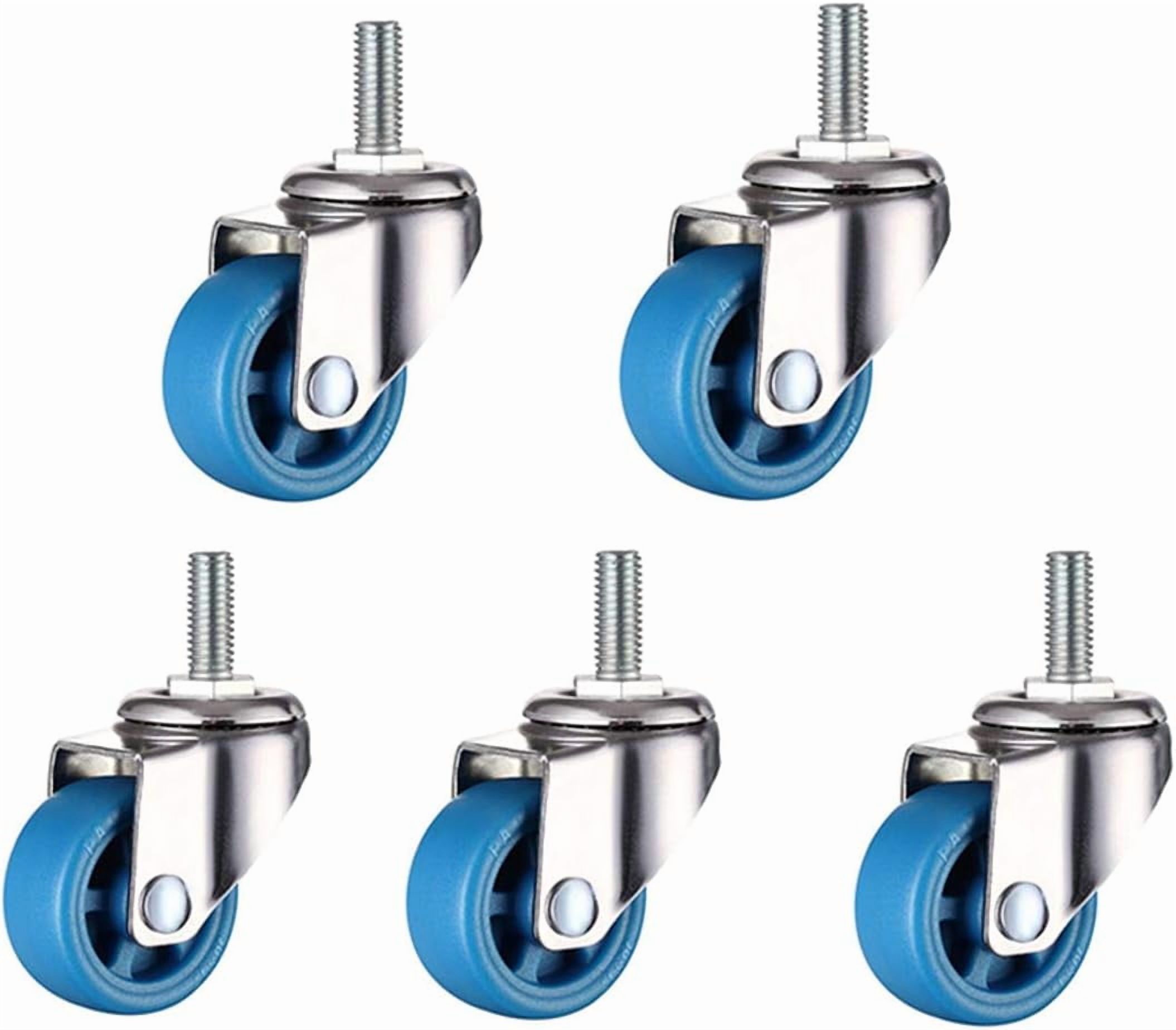 Gamvdout Plate Casters Office Chair Swivel Caster Wheelsx15mm Threaded Stem Bolt Caster Replacement Universal Castors Wheels for Furniture Small Moving Caster Wheels Trolley Wheels Castors 5Pcs (Blue