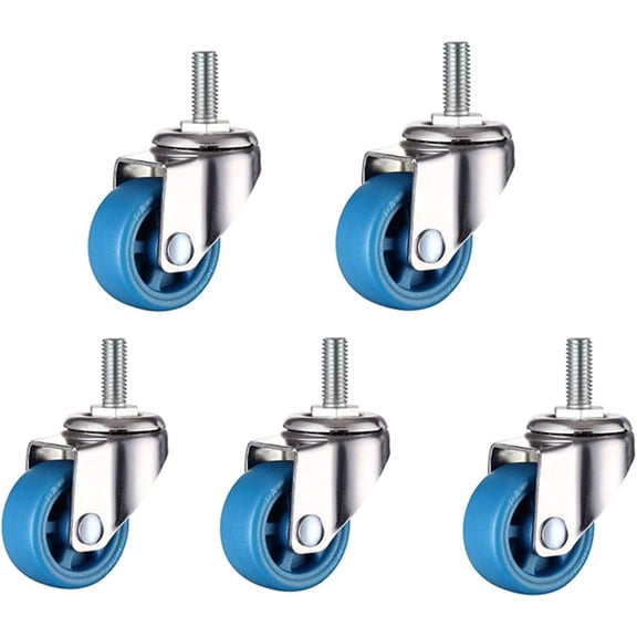 Gamvdout Plate Casters Office Chair Swivel Caster Wheelsx15mm Threaded Stem Bolt Caster Replacement Universal Castors Wheels for Furniture Small Moving Caster Wheels Trolley Wheels Castors 5Pcs (Blue