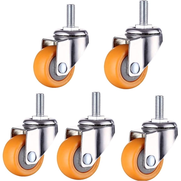 Gamvdout Plate Casters Office Chair Swivel Caster Wheelsx15mm Threaded Stem Bolt Caster Replacement Universal Castors Wheels for Furniture Small Moving Caster Wheels Trolley Wheels Castors 5Pcs (Yell