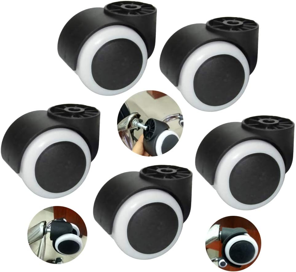 Gamvdout Plate Casters Rodless Mute Office Chair Caster Furniture Caster Replacement Castors Swivel Chair Wheel Hole Diameter 8mm 360 Degree Swivel Casters for Home Furniture Office 5pcs
