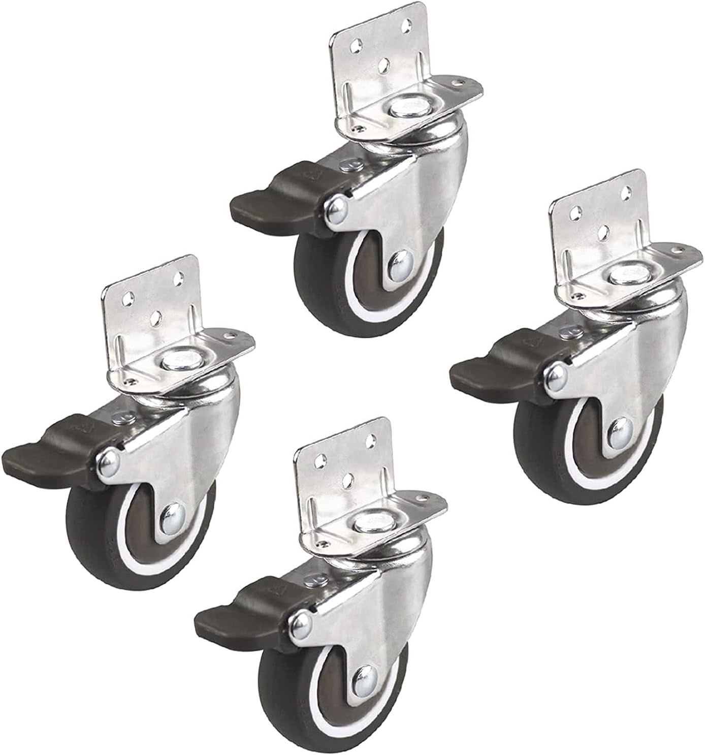 Gamvdout Plate Casters Wheels 4pcs rubber Swivel Casters heavy-duty Diy ...