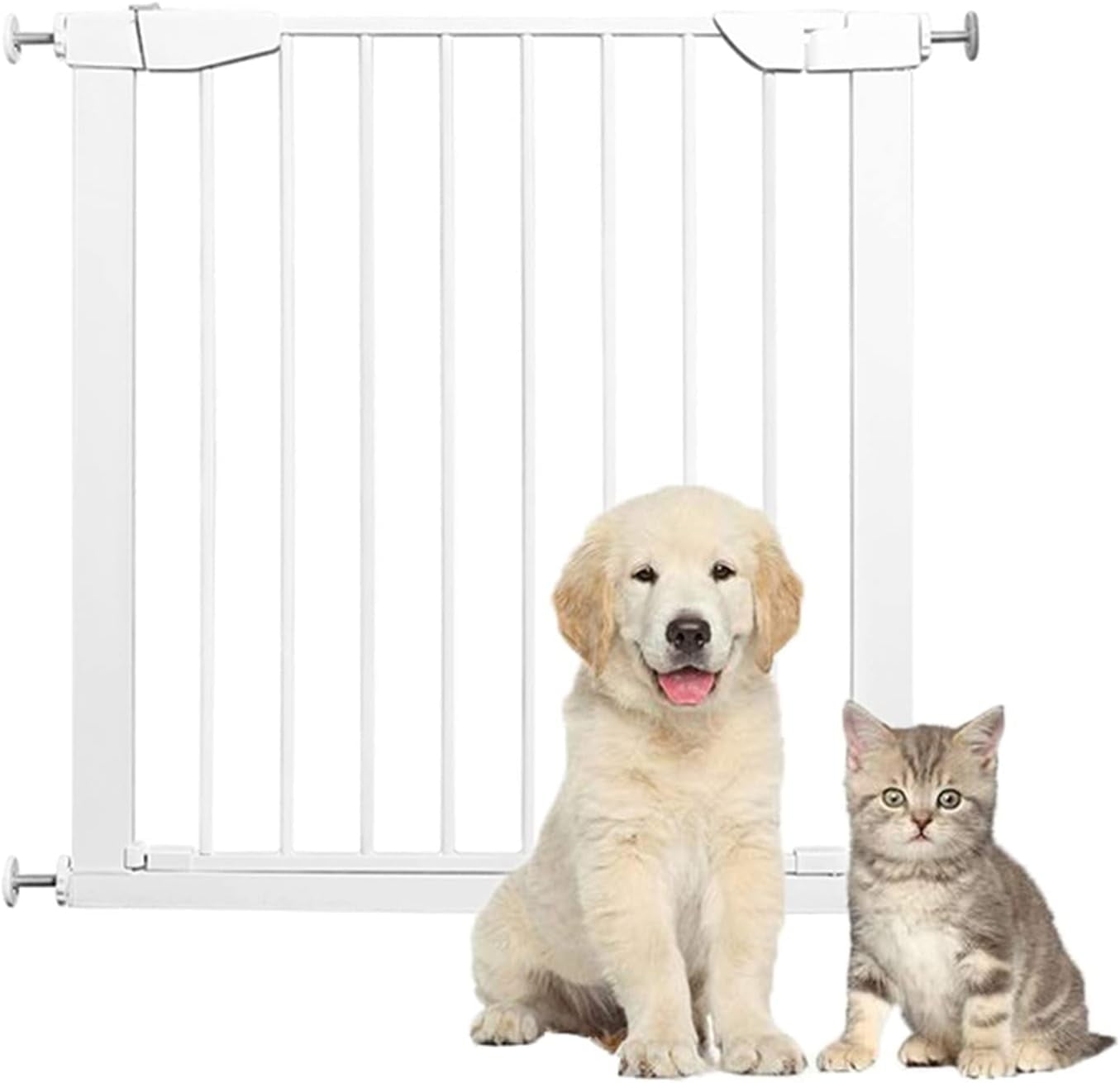 Gamvdout Stair Gate for Dogs, Extra Wide Pet Safety Gate, Tall 75Cm Dog Gate Indoor Extendable Stair Gate, No Drilling/White/75-82Cm