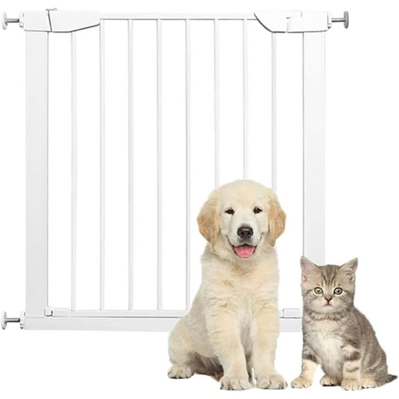 Gamvdout Stair Gate for Dogs, Extra Wide Pet Safety Gate, Tall 75Cm Dog Gate Indoor Extendable Stair Gate, No Drilling/White/75-82Cm