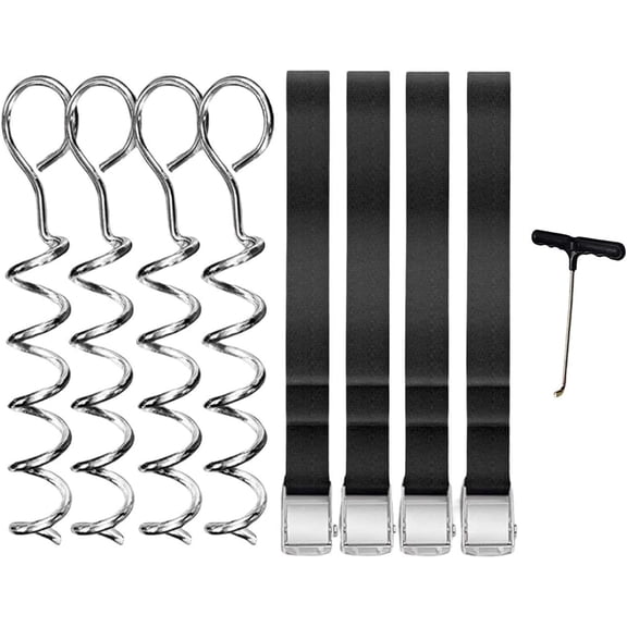 Gamvdout Trampoline Accessories trampoline parts 4x Trampoline Stakes High Wind Corkscrew Shape Galvanized Stakes Anchor Kit for Trampoline Parts Camping Tents Garden Sheds