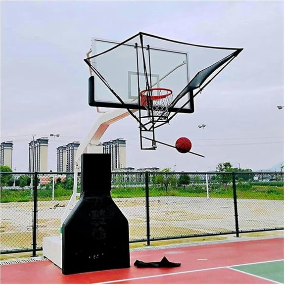 Gamvdout Wall mounted Basketball Hoop Rebounder Basketball Return Attachment Automatic Basketball Hoop Return  Metal Rotating Basketball Shooting Machine Ball Rebounder for Traditional Pole
