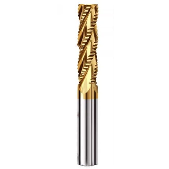Gamvdout White Steel Extended Roughing Milling Cutter 4-Flute HSS-AL Titanium Coated Corrugated Edge Roughing Cutter for Stainless Steel and Aluminum Alloys