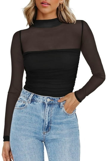Sheer Turtleneck Top