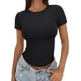 thumbnail image 1 of Gamvdout Womens Basic T Shirts Summer Tops Crop Short Sleeve Tee Cute Gym Fashion Workout Clothes, 1 of 5