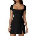 thumbnail image 1 of Gamvdout Womens Square Neck Tennis Dress Short Sleeve Built in Shorts Golf Athletic Dress, 1 of 6