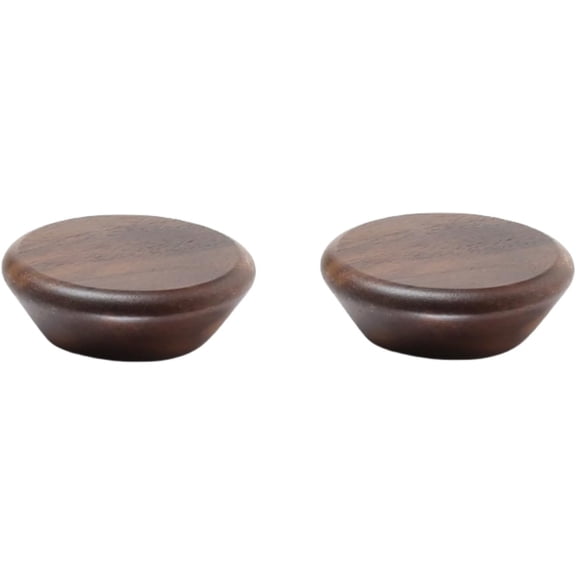 Gamvdout Wood Dresser Knobs 2Pcs Large Round Black Walnut Drawer Cabinet Solid Wood Handle Wooden Wardrobe Door Log Cabinet Single Hole Handle 105Mm