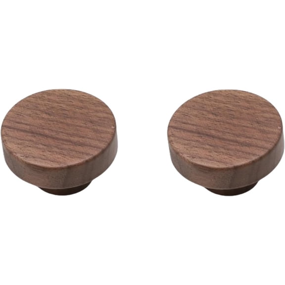 Gamvdout Wood Knobs 2Pcs Wardrobe Door Solid Wood Drawer Cabinet Single Hole Round Handle Beech Walnut Log Color Wooden Handle Round 50Mm Black Walnut