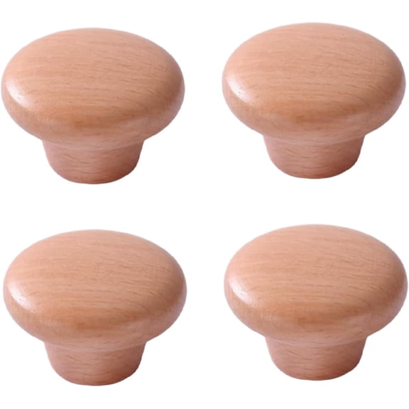 Gamvdout Wood Knobs 4Pcs Solid Wood Handle Drawer Wardrobe Door Cabinet Cabinet Round Single Hole Log Door Handle Black Walnut
