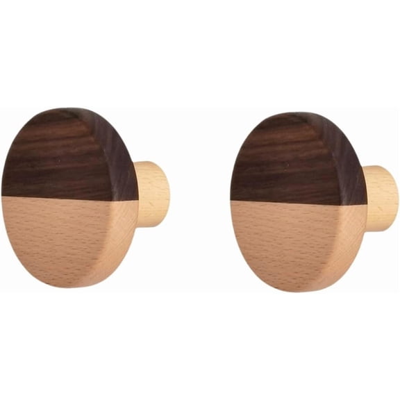 Gamvdout Wooden Handles for Cupboards 2Pcs Cabinet Door Handle Wardrobe Drawer Semi Circular Original Solid Wood Children'S Room Wardrobe Handle Ice Cream 5Cm
