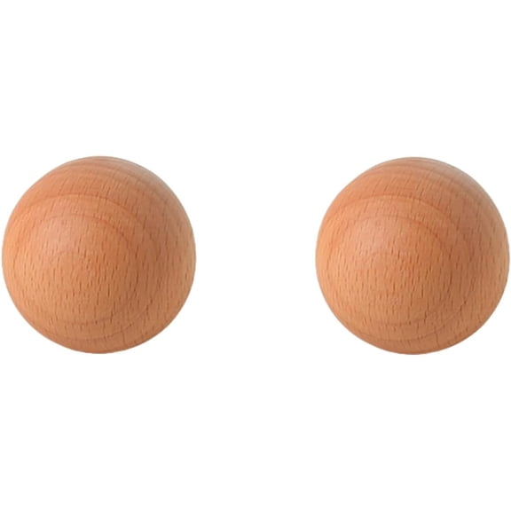 Gamvdout Wooden Handles for Cupboards 2Pcs Drawer Handle Solid Wood Wardrobe Door Round Ball Handle Cabinet Round Single Hole Handle 40Mm Black Walnut