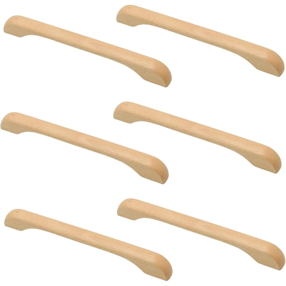 Gamvdout Wooden Handles for Cupboards 6Pcs Beech Bridge Cabinet Door Handles Cabinet Wardrobe Door Drawer Original Wood Color Solid Wood Handles 96Mm