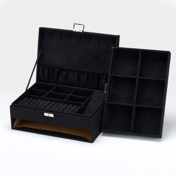 Gamvdout Wooden Velvet Retro Jewelry Storage Box Watch Brooch Display Organizer