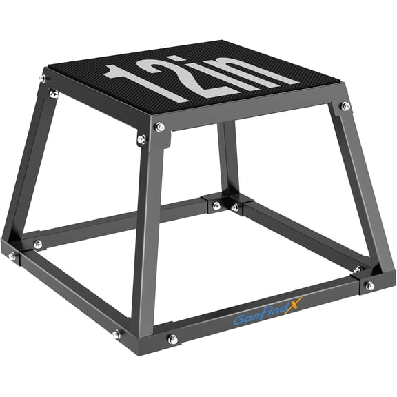GanFindX 12 Inch Steel Plyometric Jump Box, Heavy Duty Plyo Platform with Non-Slip Surface, 500 lbs Weight Capacity Workout Step Box for Home Gym, Agility, Strength & Conditioning Training
