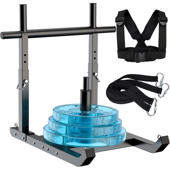 GanFindX Weight Sled, 550 lbs Heavy Duty Workout Sled, 5 Adjustable Height Levels 18"-22", Fits 1" & 2" Plates for Strength Training
