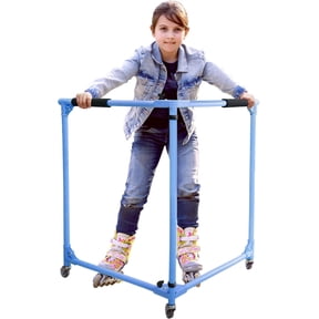 GanFindX Folding Kids Roller Skate Trainer, Adjustable Skater Aid Training Walker for Toddler Children, 30 Inch Height, Blue