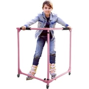 GanFindX Folding Kids Roller Skate Trainer, Adjustable Skater Aid Training Walker for Toddler Children, 30 Inch Height, Pink