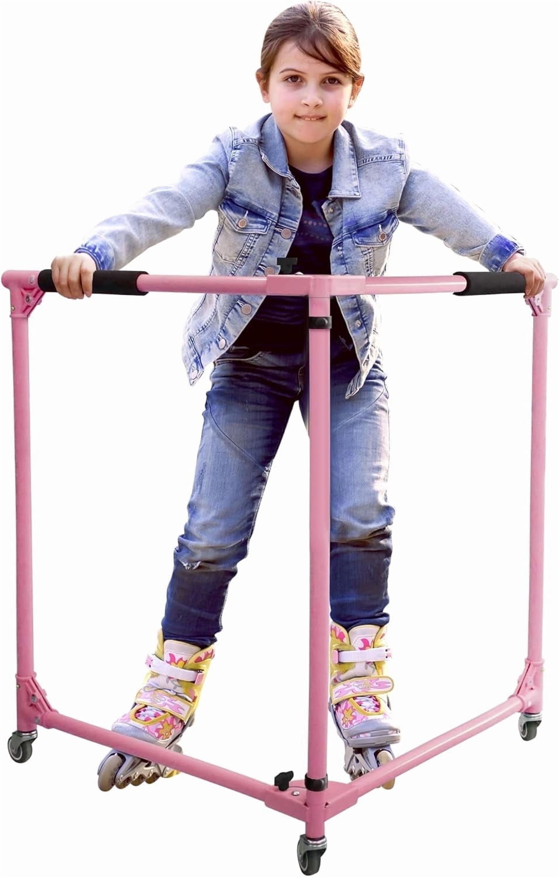 GanFindX Folding Roller Skate Trainer for Kids Toddlers, 30/36 inch All Metal Skate Aid with Silent Casters, Indoor Outdoor Training Equipment