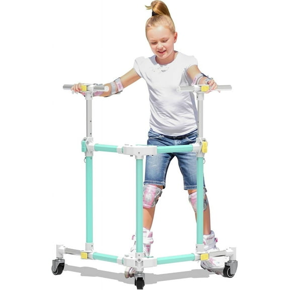 GanFindX Folding Skater Aid - Adjustable Height Aluminum Roller Skate Trainer for Kids and Toddlers, Perfect for Learning and Safety Green