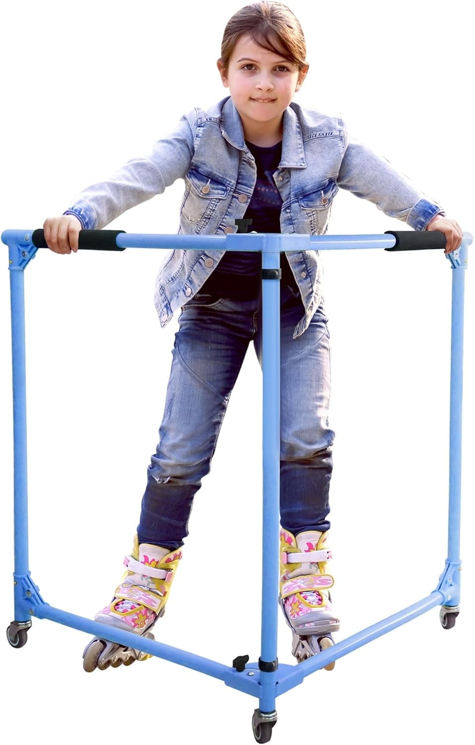 GanFindX Folding Skater Aid for Kids, Roller Skating Trainer for Beginners, Inline Skate Balance Walker (30"/Blue)