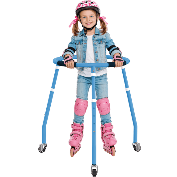 GanFindX Unisex Kids Roller Skate Trainer Walker, Adjustable Height 27-33 inches, 3-Wheel Stable Skating Aid, Metal Frame for Toddler Beginners